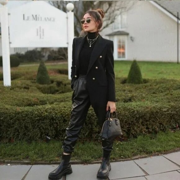 Zara Faux Leather Jogger Pants Black XS - Picture 1 of 15